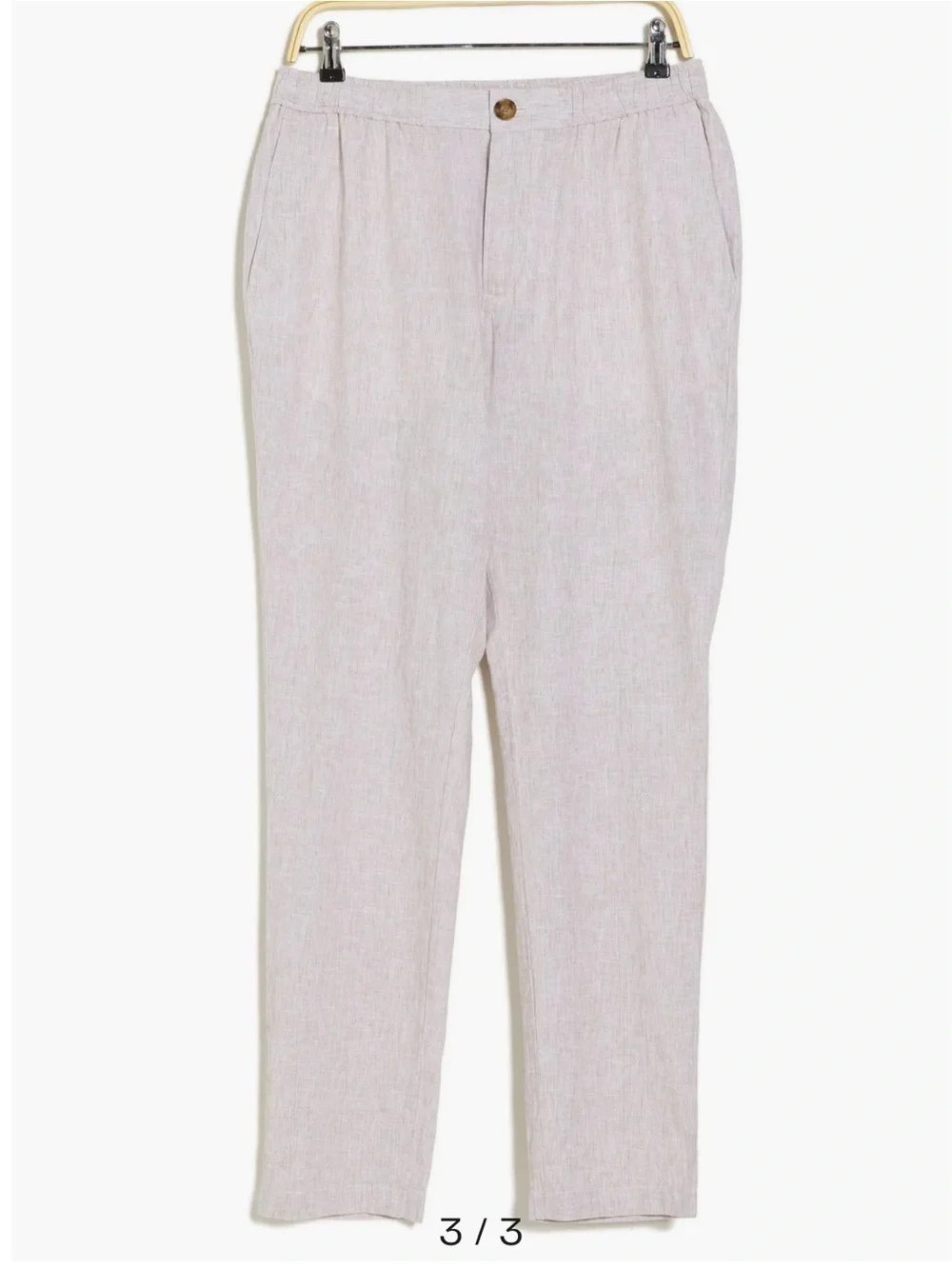 14th & Union Elastic Waist Linen Blend Trim Fit Pants Sz L